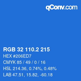 カラーコード: RGB 32 110.2 215 | qconv.com