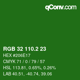 カラーコード: RGB 32 110.2 23 | qconv.com
