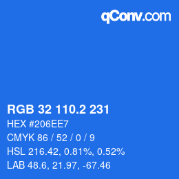 カラーコード: RGB 32 110.2 231 | qconv.com