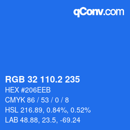 カラーコード: RGB 32 110.2 235 | qconv.com