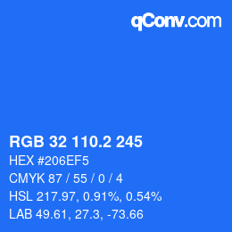 カラーコード: RGB 32 110.2 245 | qconv.com