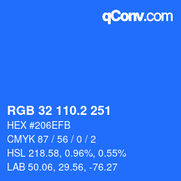 カラーコード: RGB 32 110.2 251 | qconv.com
