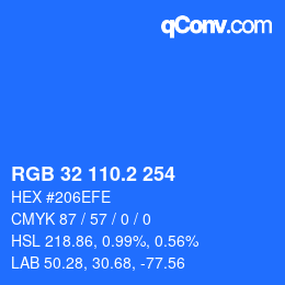 カラーコード: RGB 32 110.2 254 | qconv.com