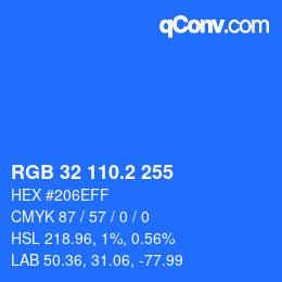 カラーコード: RGB 32 110.2 255 | qconv.com