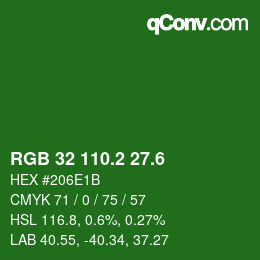カラーコード: RGB 32 110.2 27.6 | qconv.com
