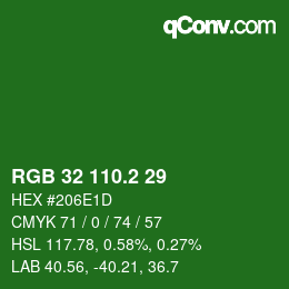 カラーコード: RGB 32 110.2 29 | qconv.com