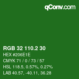 カラーコード: RGB 32 110.2 30 | qconv.com