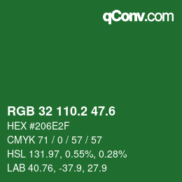 カラーコード: RGB 32 110.2 47.6 | qconv.com