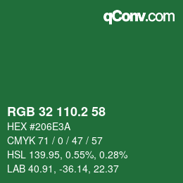 カラーコード: RGB 32 110.2 58 | qconv.com