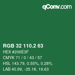カラーコード: RGB 32 110.2 63 | qconv.com