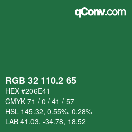 カラーコード: RGB 32 110.2 65 | qconv.com