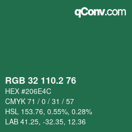 カラーコード: RGB 32 110.2 76 | qconv.com