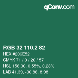カラーコード: RGB 32 110.2 82 | qconv.com