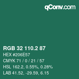 カラーコード: RGB 32 110.2 87 | qconv.com