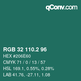 カラーコード: RGB 32 110.2 96 | qconv.com