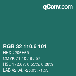 カラーコード: RGB 32 110.6 101 | qconv.com
