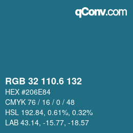 カラーコード: RGB 32 110.6 132 | qconv.com