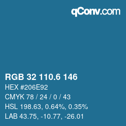 カラーコード: RGB 32 110.6 146 | qconv.com