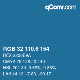 カラーコード: RGB 32 110.6 154 | qconv.com