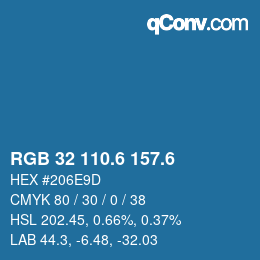 カラーコード: RGB 32 110.6 157.6 | qconv.com