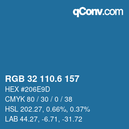 カラーコード: RGB 32 110.6 157 | qconv.com