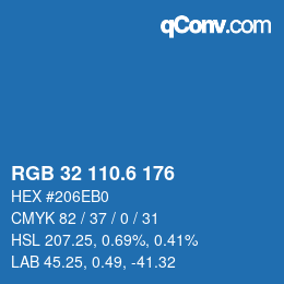 カラーコード: RGB 32 110.6 176 | qconv.com