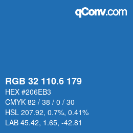 カラーコード: RGB 32 110.6 179 | qconv.com