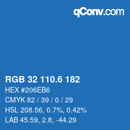 カラーコード: RGB 32 110.6 182 | qconv.com