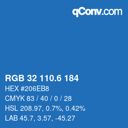カラーコード: RGB 32 110.6 184 | qconv.com