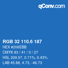 カラーコード: RGB 32 110.6 187 | qconv.com