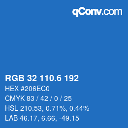 カラーコード: RGB 32 110.6 192 | qconv.com