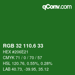 カラーコード: RGB 32 110.6 33 | qconv.com