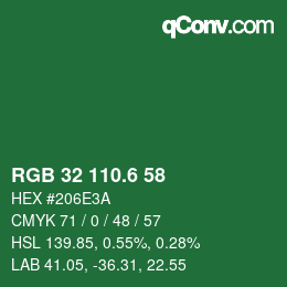 カラーコード: RGB 32 110.6 58 | qconv.com