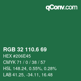 カラーコード: RGB 32 110.6 69 | qconv.com