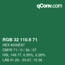 カラーコード: RGB 32 110.6 71 | qconv.com