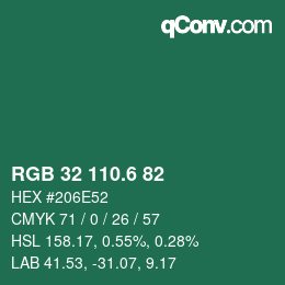 カラーコード: RGB 32 110.6 82 | qconv.com