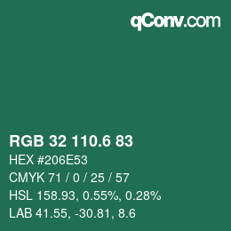カラーコード: RGB 32 110.6 83 | qconv.com