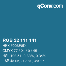 Color code: RGB 32 111 141 | qconv.com