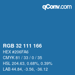 Color code: RGB 32 111 166 | qconv.com