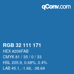 カラーコード: RGB 32 111 171 | qconv.com