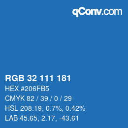 カラーコード: RGB 32 111 181 | qconv.com