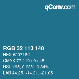 Color code: RGB 32 113 140 | qconv.com