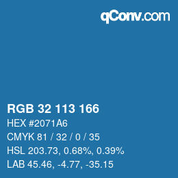 Color code: RGB 32 113 166 | qconv.com
