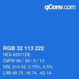 Color code: RGB 32 113 222 | qconv.com