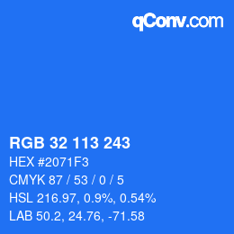Color code: RGB 32 113 243 | qconv.com