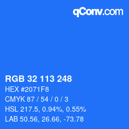 Color code: RGB 32 113 248 | qconv.com