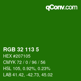 Color code: RGB 32 113 5 | qconv.com