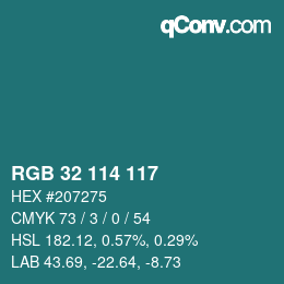 Code couleur: RGB 32 114 117 | qconv.com