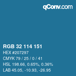 カラーコード: RGB 32 114 151 | qconv.com