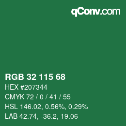 Color code: RGB 32 115 68 | qconv.com